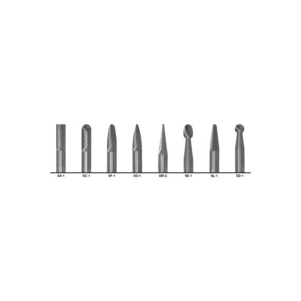 Greenfield Industries Cle-Line 1855 Right-Hand Spiral Bur, 8 Piece Set with 1/4 Set Size, SA-1, SC-1, SF-1 C17762 - main